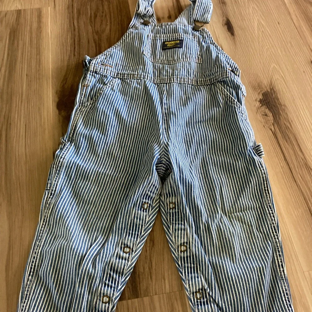 Vintage Oshkosh B'gosh Overalls Toddler Vestbak USA Railroad Blue Stripes 3T